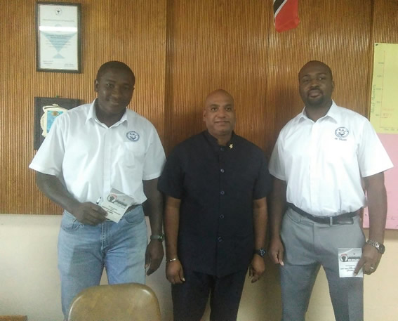 From left TTRNA Secretary Mr. Corey Dillon, Chief Education and Research Officer (OWTU) /General Secretary (JTUM) Comrade Ozzie Warrick, TTRNA President Mr. Idi Stuart From left TTRNA Secretary Mr. Corey Dillon, Chief Education and Research Officer (OWTU) /General Secretary (JTUM) Comrade Ozzie Warrick, TTRNA President Mr. Idi Stuart