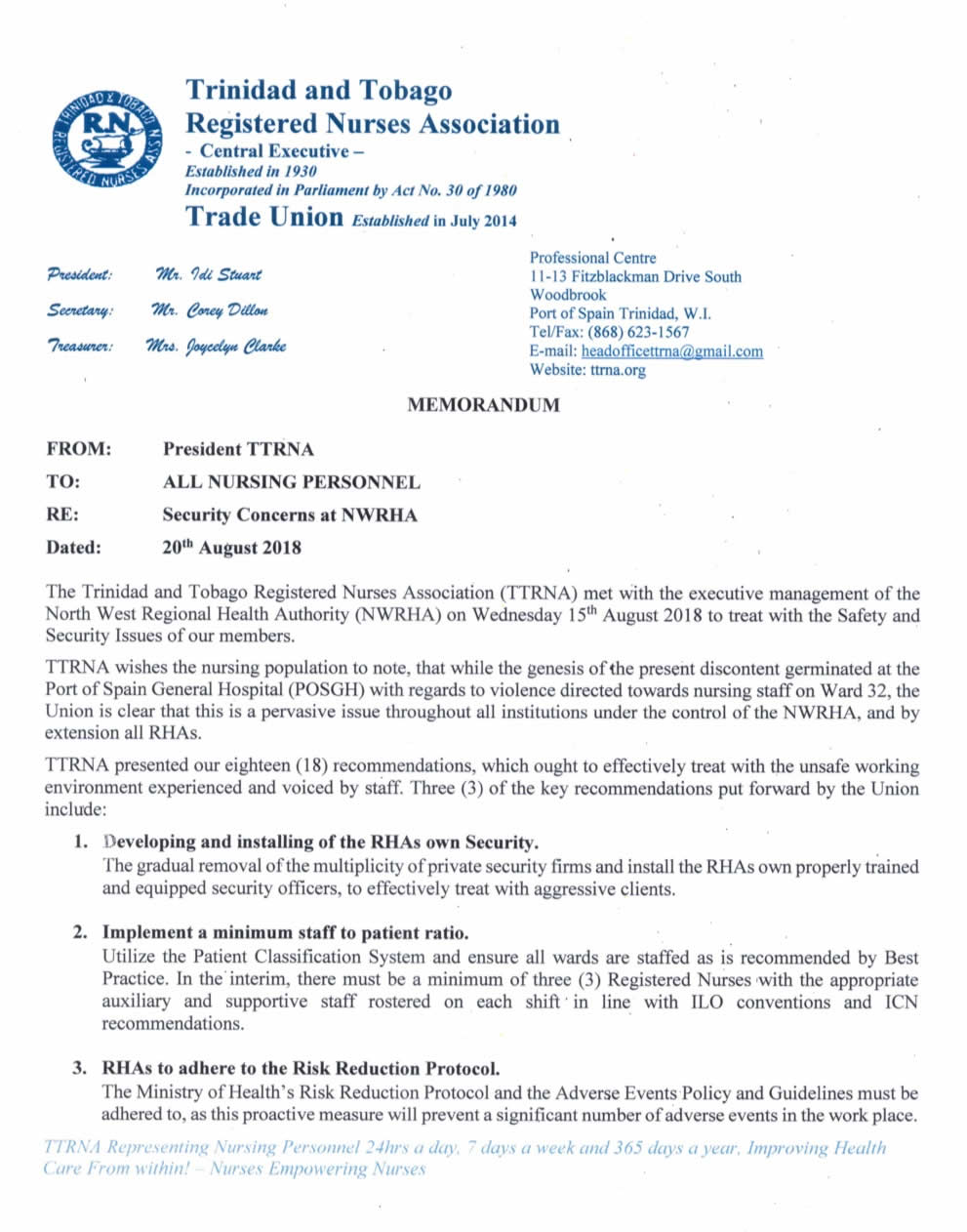 Security Concerns at NWRHA 1